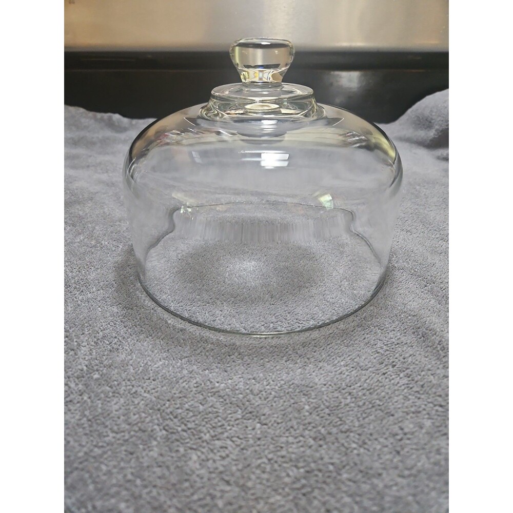 Heavy Clear Glass Cloche Dome for Cheese Board Round Knob unbranded